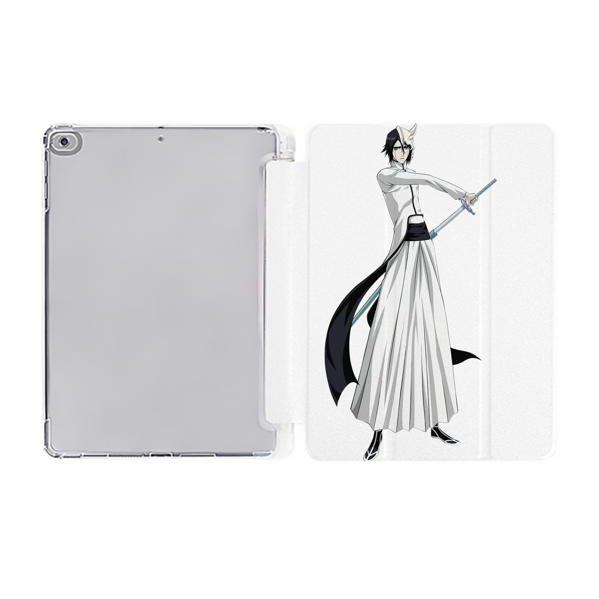 （画像用） ブリーチ ウルキオラ·シファー BLEACH Ulquiorra cifer IPad ケース ペン収納付き 三つ折りスタンド PUレザー×シリコン 対応機種9.5/10.5/10.9インチ